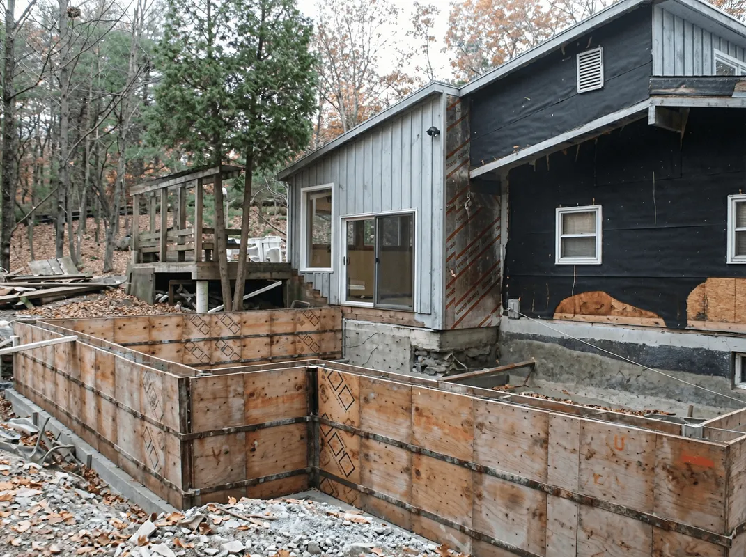 Prepared site with foundation forms for home remodeling and addition project in Mesa, AZ